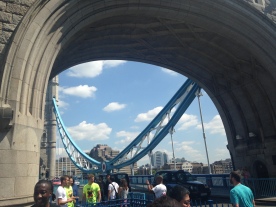 Under the infamous arches of London Bridge.