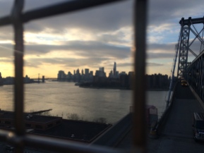 A view of Manhattan from the Williamsburg Bridge.